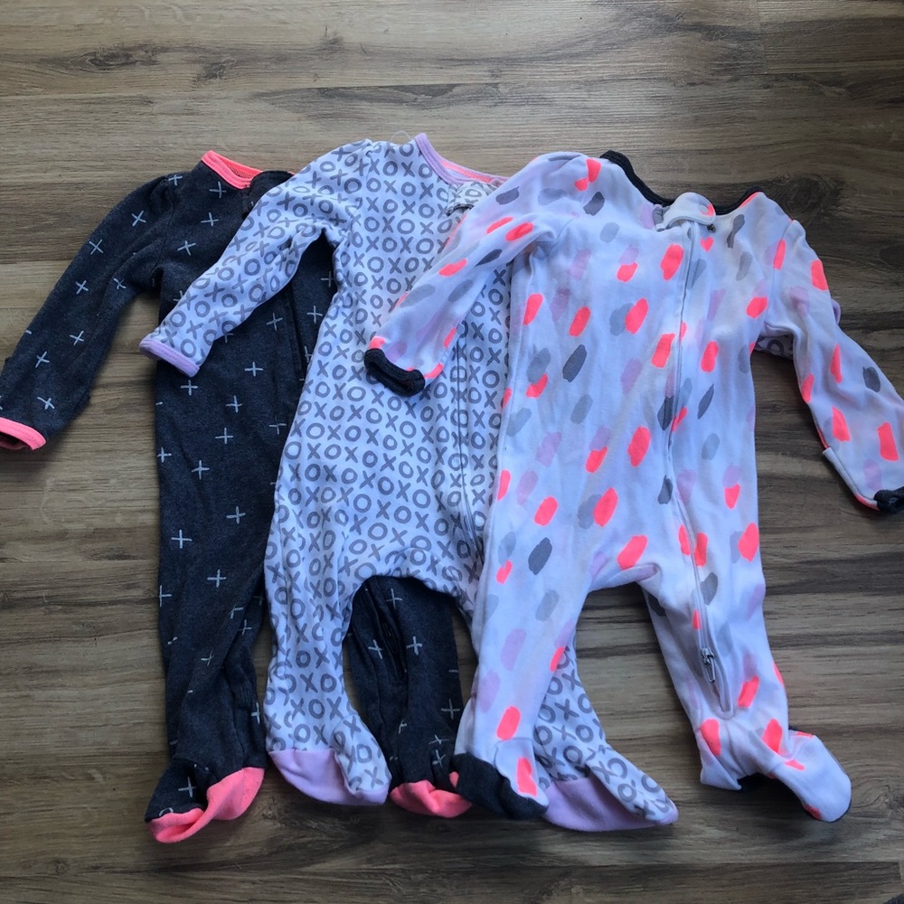 Lot of 3 Cloud Island Footed Sleepers 0/3M